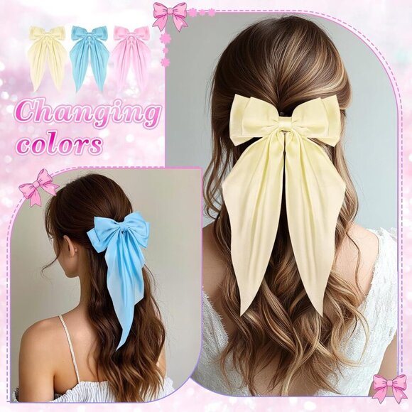 Silky Satin Hair Bows 31 Colors Large Oversized Hair Accessories for Women Girls main image 4